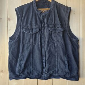 Milwaukee Perfomance Black Denim Zip Up Biker Club Vest Mens 4XL